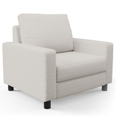 Poltrona Decorativa Para Sala De Estar E Recepção Malta L02 Bouclê Cru - Lyam Decor