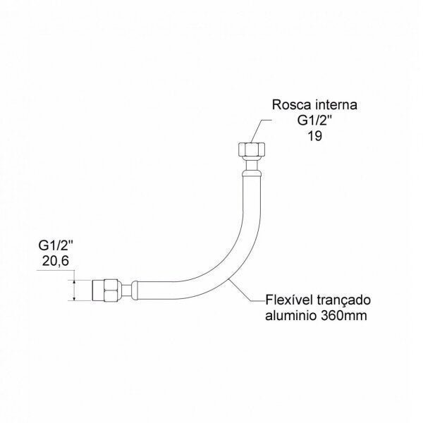 Ligação Flexível Universal 40cm Alta Vazão 2050 Meber Metais - 2