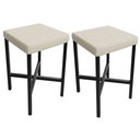 Ver imagem 1 de Kit 02 Banquetas Baixa Bar Cozinha Sala de Jantar Preto Stella L02 Linho Champagne - Lyam Decor