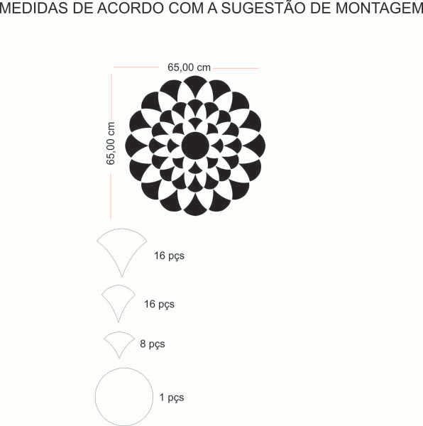 Espelho Decorativo em Acrílico Mandala 65x65 cm 41 Peças - 8