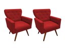 Ver imagem 1 de Kit 2 Poltronas Decorativa Aurora Suede Vermelho Pés Madeira Ms Decor