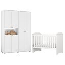 Ver imagem 1 de Berço Americano Mini Cama Mel com Guarda Roupa Infantil Vittoria MDF Branco Albatroz Móveis