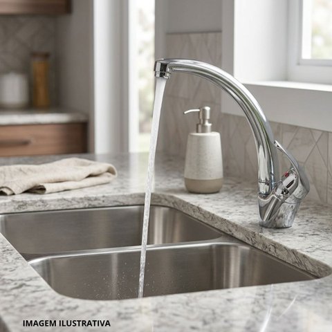 Monocomando para Cozinha Bica Móvel 7001 Global C55 Meber Metais Cromado