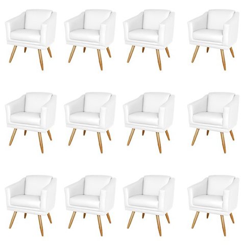 Kit 12 Poltronas Decorativa San Diego Sala Recepção Escritório Branco