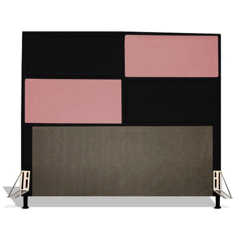 Cabeceira Estofada 140cm Cama Box Casal Suede Preto Suede Rose
