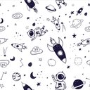 Ver imagem 1 de Papel de Parede Baby Astronauta Azul e Branco - 1,50x0,50m