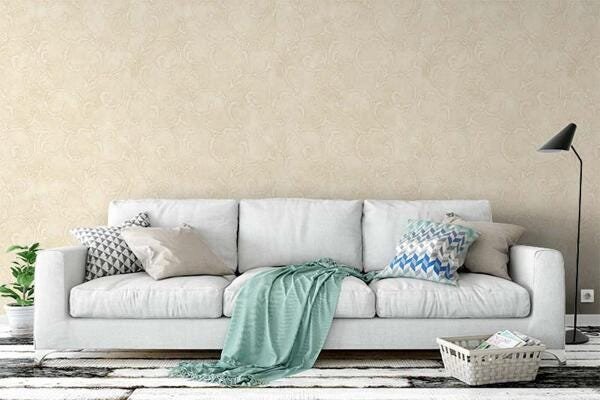 Papel de Parede Non-woven Estampado Impermeável Quarto Sala Bege - 2