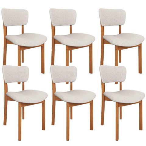Kit 06 Cadeiras para Sala de Jantar Cozinha Living Estofada Dara L02 Linho Cru - Lyam Decor