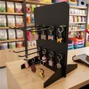 Ver imagem 4 de Mini Expositor Balcão Organizador Preto 30x20x15 Suporte 3D + 8 Ganchos