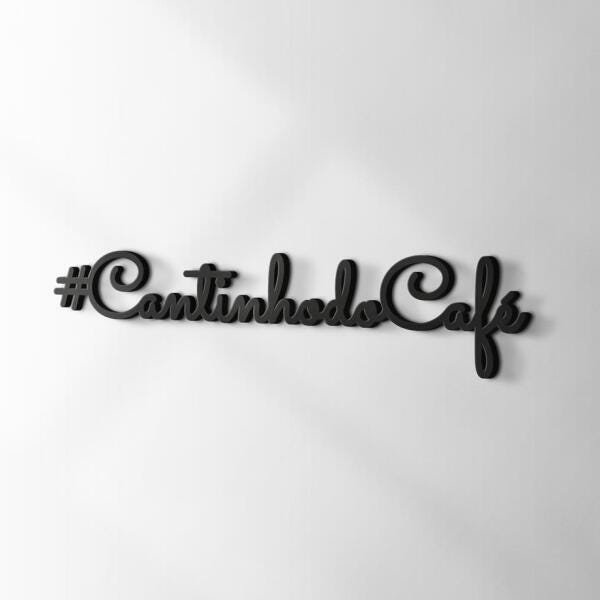 Frase Decorativa #CantinhodoCafé em MDF Preto 40 x 8,5 cm - 2