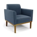 Ver imagem 1 de Poltrona Base de Madeira Fixa Castanho Marisa Suede Azul Marinho - D'Rossi
