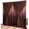 Cortina para sala e quarto de 3m X 2,8m em Cetim Charmousse E Voil Fitado Tabaco - 1