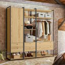 Ver imagem 1 de Conjunto de Guarda-roupa P/closet Industrial Olivar 1 Porta 6 Gavetas 197cm - Pinus