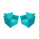 Ver imagem 1 de Kit 2 Poltronas Decorativa Isis Suede Azul Tifany Pés Madeira Mz Decor