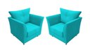 Ver imagem 1 de Kit 2 Poltronas Decorativa Isis Suede Azul Tifany Pés Madeira Mz Decor