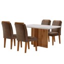 Ver imagem 2 de Sala de Jantar Mesa Olimpia 120cm Mdf Canto Reto com 4 Cadeiras Athenas Moderna