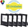 KIT 5 REFLETOR 20W HOLOFOTE LED RGB COLORIDO JARDIM FESTA CAMPO - 2