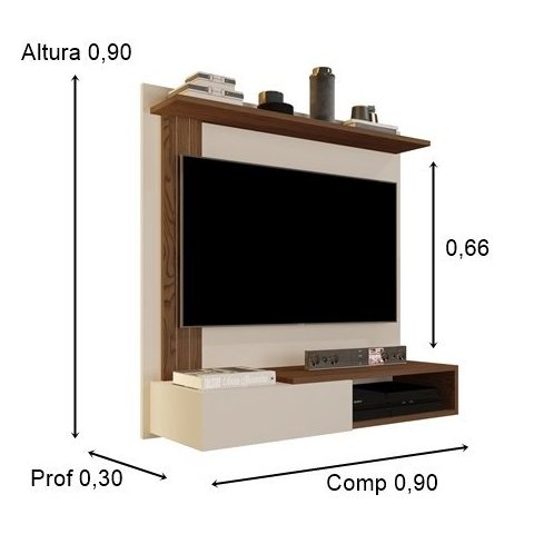Painel TV Turyn até 32 Polegadas cores: Off white / Freijó