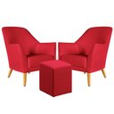 Ver imagem 1 de Kit 2 Poltronas Orion com Puff Izar Suede Vermelho Aradecor