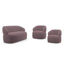 Ver imagem 1 de Kit 02 Poltronas Giratória e 01 Sofá Orgânico Glee 02 Lugares 140cm Veludo Rosê - Desk Design