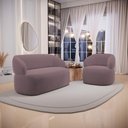 Ver imagem 4 de Kit 02 Poltronas Giratória e 01 Sofá Orgânico Glee 02 Lugares 140cm Veludo Rosê - Desk Design