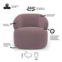 Ver imagem 3 de Kit 02 Poltronas Giratória e 01 Sofá Orgânico Glee 02 Lugares 140cm Veludo Rosê - Desk Design