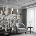 Ver imagem 3 de Lustre Candelabro France Nice 6 Braços Cristal Legítimo Transparente E14 Clássico