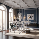 Ver imagem 1 de Lustre Candelabro France Nice 6 Braços Cristal Legítimo Transparente E14 Clássico