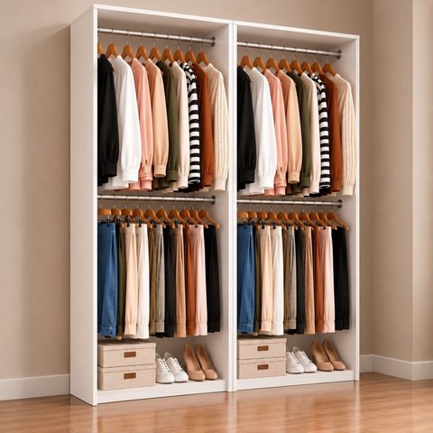 Armário Closet Modulado Cabideiros Arara Max Branco - 2 Peças