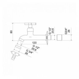 Torneira de Parede para Jardim 1130 Universal Nya C22 Meber Metais - 2