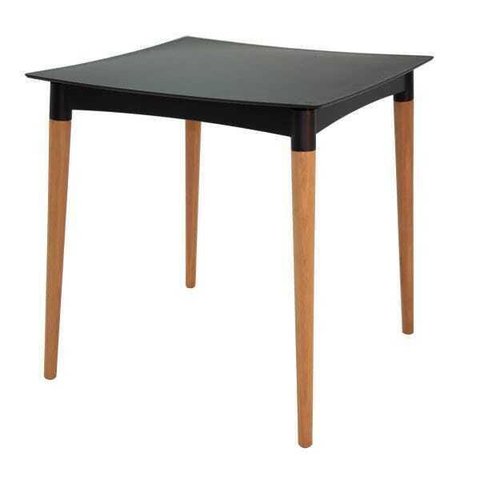 Mesa Quadrada Tramontina Diana Preta em Polipropileno com Pernas de Madeira 70x70x75cm