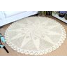 Tapete de Sala Grande Redondo 1,50Mts em Crochê Fio 8 Cru - 5