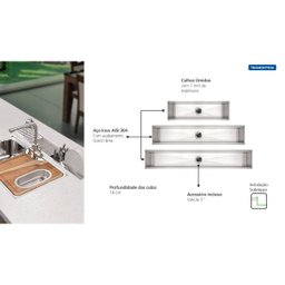 Calha Úmida Tramontina 60 x 18 cm em Aço Inox com Acabamento Scotch Brite - 3