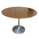 Ver imagem 1 de Mesa Saarinen Redonda 120cm Base Alumínio Escovado Tampo Freijó - Cinza Claro