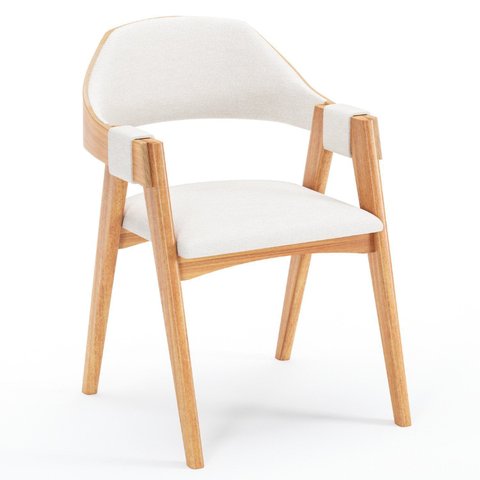 Cadeira Sala de Jantar Bali Yescasa Madeira Maciça Nozes/Off White Laranja