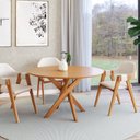 Ver imagem 3 de Cadeira Sala de Jantar Bali Yescasa Madeira Maciça Nozes/Off White Laranja