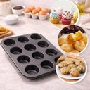Ver imagem 2 de Forma Pão Queijo, Cupcake, Ovos de Forno/omeletes, Antiaderente 12 Cavidades Aço Carbono