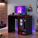 Ver imagem 1 de Mesa Escrivaninha Gamer Organizador Home Office Vermelho