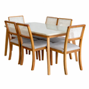 Ver imagem 3 de Mesa Jantar Jade Retangular 120x90cm Tampo Chanfrado Off White Base Madeira Maciça Mel