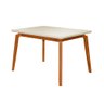 Mesa Jantar Jade Retangular 120x90cm Tampo Chanfrado Off White Base Madeira Maciça Mel - 2