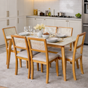 Ver imagem 1 de Mesa Jantar Jade Retangular 120x90cm Tampo Chanfrado Off White Base Madeira Maciça Mel