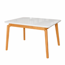 Ver imagem 4 de Mesa Jantar Jade Retangular 120x90cm Tampo Chanfrado Off White Base Madeira Maciça Mel