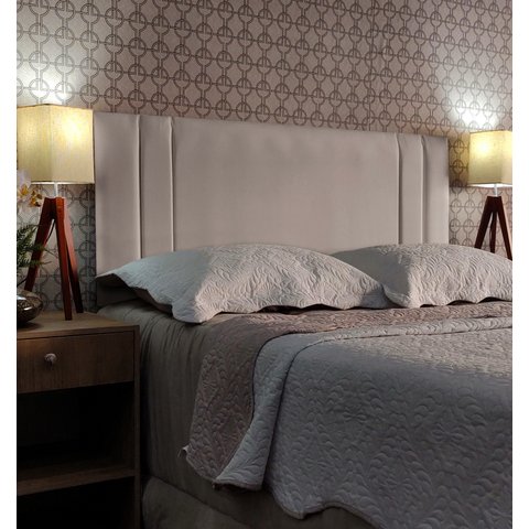 Cabeceira King Estofada Double Suede Bege 195 X 60 Rbl