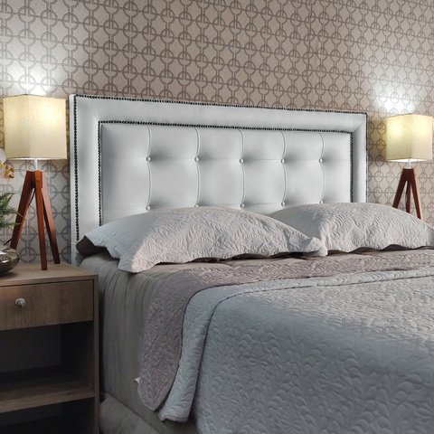 Cabeceira Solteiro 90 Cama Box Diamond Veneza 10 Branco Corano com Pés Rbl