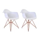 Ver imagem 1 de Kit 2 Poltronas Eiffel Eames Branca com Braço Daw em Ferro Cobre