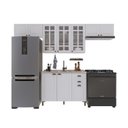 Ver imagem 2 de Cozinha Modulada 4 Peças 1 Balcão sem Tampo 3 Aéreos 100% MDF com Vidro Bari