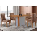 Ver imagem 1 de Sala Jantar Mesa Pietá Tampo Curvo 120cm+4 Cadeiras Dafne Madeira Naturale/off White - Capuccino/