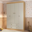 Ver imagem 1 de Guarda-roupa Infantil 122cm 4 Portas e 2 Gavetas Encanto Multimóveis Mp4448 Madeirado/off White