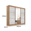 Ver imagem 3 de Guarda Roupa Cristal Casal 3 Portas Ripado 6 Gavetas com Pés D' Doro Cinamomo/off White/ripado