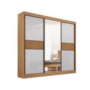 Ver imagem 1 de Guarda Roupa Cristal Casal 3 Portas Ripado 6 Gavetas com Pés D' Doro Cinamomo/off White/ripado